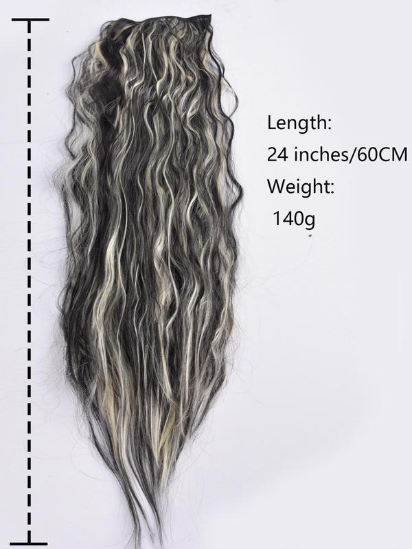 24 Inch Long Wavy Clip-in Hair Extensions, Striking Natural Fluffy Hair Pieces, Synthetic Hair Extensions for Women & Girls for Hairstyle Ideas
