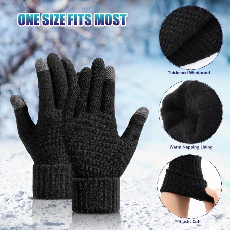 Winter Touch Screen Gloves for Men Women Warm Fleece Lined Knit Touchscreen Texting Gloves Elastic Cuff Thermal Soft Winter Cold Weather Gloves