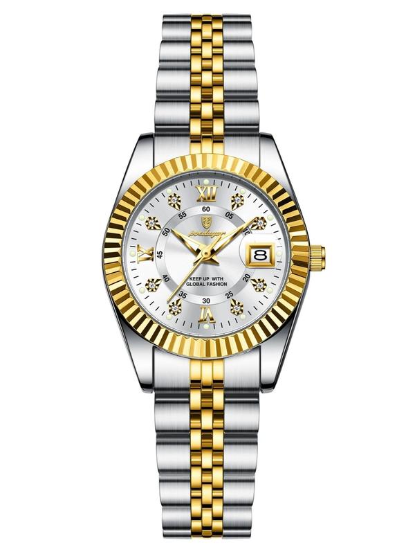 Women's Elegant Round Dial Analog Quartz Watch, Fashion Luminous Watch for Party, Daily Clothing Decor, Trendy All-match & Exquisite Waterproof Watch for Birthday Gift with Box