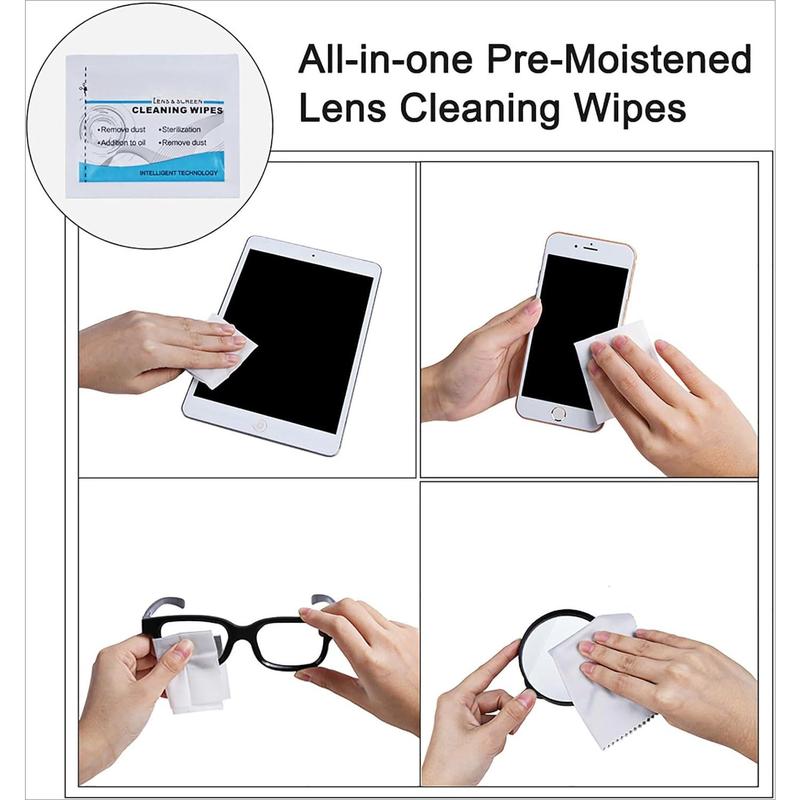 Pre-Moistened Lens Wipes Screen Wipes for Glasses, Camera,Tablets, Smartphone, Screens and Other Delicate Surfaces,Pack of 100