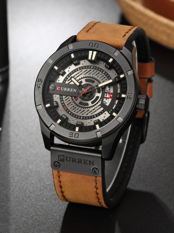 Men's Business Fashion Round Dial Analog Quartz Watch, Fashion Watch for Party, Daily Clothing Decor, Trendy All-match & Exquisite Watch for Birthday Gift with Box
