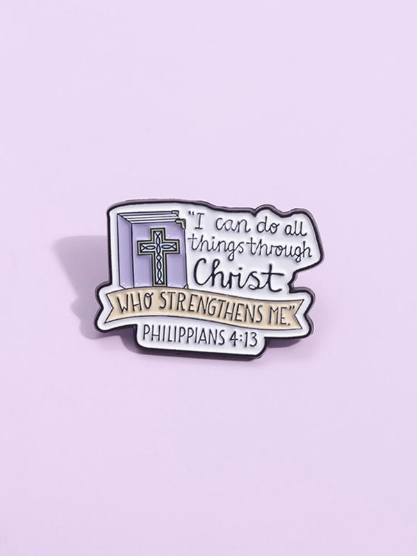 Creative Cross & Letters Print Brooch, Fashion Alloy Brooch for Daily Clothing, Clothes Accessories for Men & Women, Suitable for Clothes, Bags, Jeans