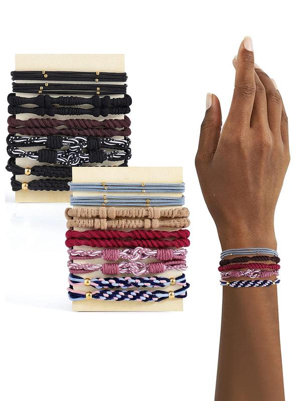 Boho Style Beaded Hair Tie, Colorblock Hair Tie, Fashion Hair Accessories for Women & Girls, Minimalist Headwear Suitable for Thick Hair