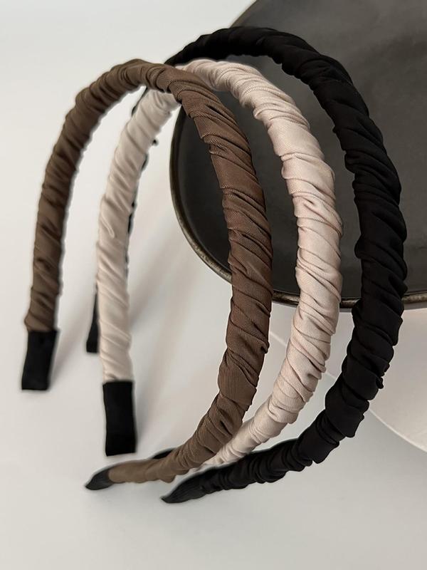 Women's Elegant Minimalist Ruched Design Hair Hoops, 3pcs set Trendy Multicolor Simple Style Hair Hoops, Chic All-match Hair Accessories for Hairstyle Decor