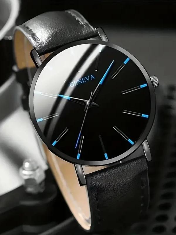 Men's Business Fashion Round Dial Analog Quartz Watch & Braid Design Bracelet & Cone Pendant Necklace, Fashion Watch Set for Party, Daily Decor, Trendy All-match & Exquisite Watch Set for Gift