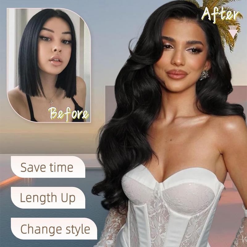 Vigorous Clip in Hair Extensions Long Wavy Synthetic Hairpieces,Natural & Soft Hair & Blends Well Hair Extensions,Easy to Wear for Women Girls Daily Use