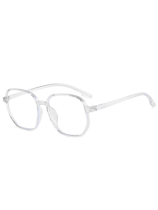 Minimalist Leisure Style Polygonal Frame Design Eyeglasses, 1 Pair Simple Design Eyeglasses for Everyday Use, All Seasons Large Polygon Frame Fashion Eyeglasses, Travel Accessories