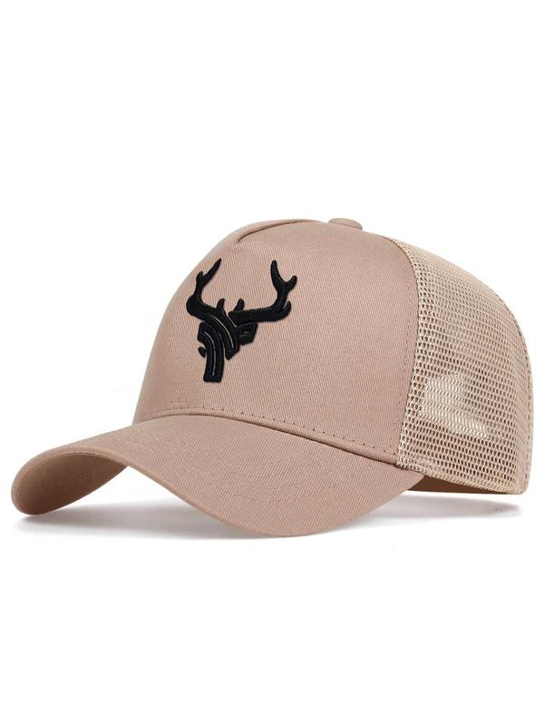 Trendy Color Contrasting Geometric Animal Pattern Embroidered Mesh Baseball Cap, Outdoor Sports Adjustable Strap Casual Stylish Country Hats for Daily Travel Seaside Party, Unisex 2024 Matching Sunhat