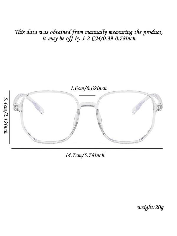 Minimalist Leisure Style Polygonal Frame Design Eyeglasses, 1 Pair Simple Design Eyeglasses for Everyday Use, All Seasons Large Polygon Frame Fashion Eyeglasses, Travel Accessories
