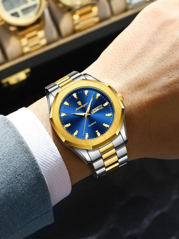 Men's Business Fashion Waterproof Luminous Quartz Watch, Fashion Watch for Party, Daily Clothing Decor, Trendy All-match & Exquisite Watch for Birthday Gift with Box