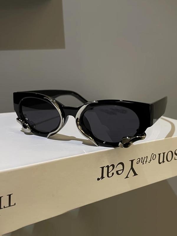 Fashionable Cat Eye Frame Sunglasses, Retro Wide-brimmed Snake Design Sunglasses, Stylish Women's Accessories for Everyday Use