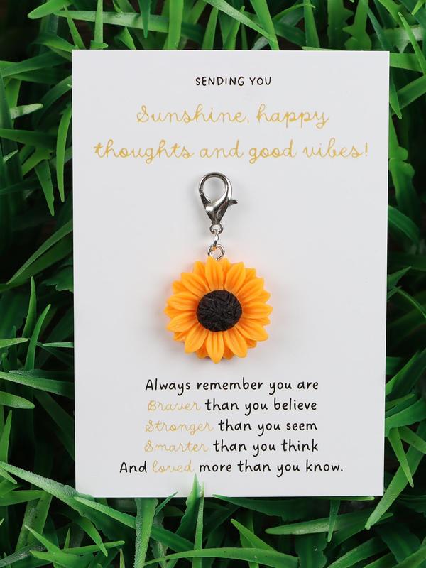 Cute Sunflower Design Keychain with Cheer Up Card, Inspirational Gift for Family, Friends and Coworkers, Small Business Supplies, Thank You Cards
