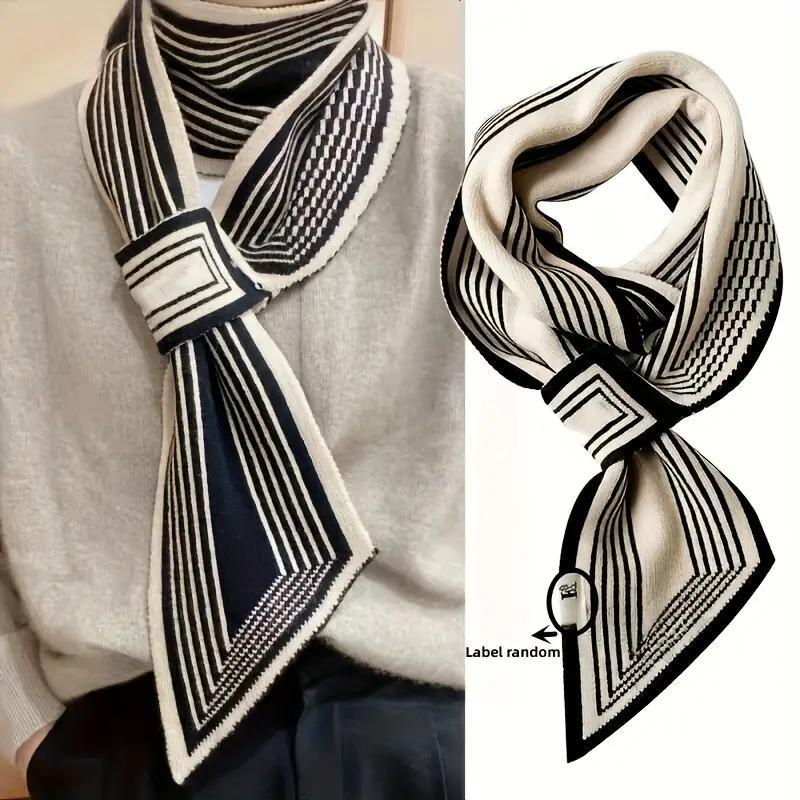 Striped Pattern Knitted Neck Warmer, Windproof Neck Warmer for Women & Men, Fashionable Warm Neck Strap for Outdoor Activities, Christmas Gift