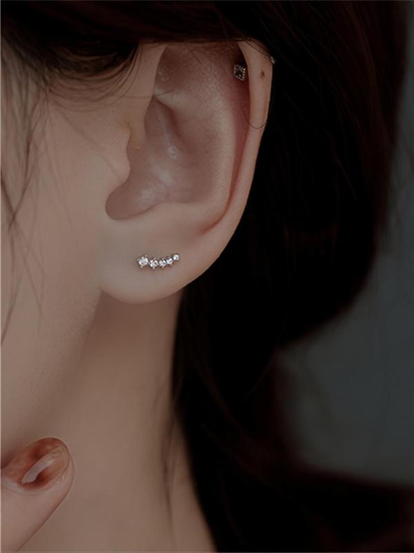 Women's Elegant Rhinestone Decorated Stud Earrings (1 Pair), Exquisite Trendy Stud Earrings, Fashionable Jewelry for Women for Daily & Party Decoration