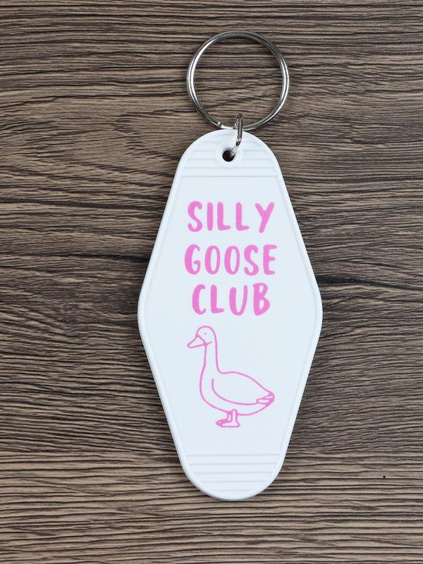 Silly Goose Club Letter Pattern Keychain, Cute Cartoon Keychain for Women & Men, Fashion Accessories for Bag & Car Key Decoration