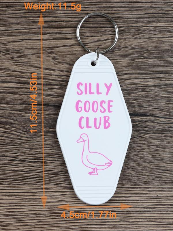 Silly Goose Club Letter Pattern Keychain, Cute Cartoon Keychain for Women & Men, Fashion Accessories for Bag & Car Key Decoration