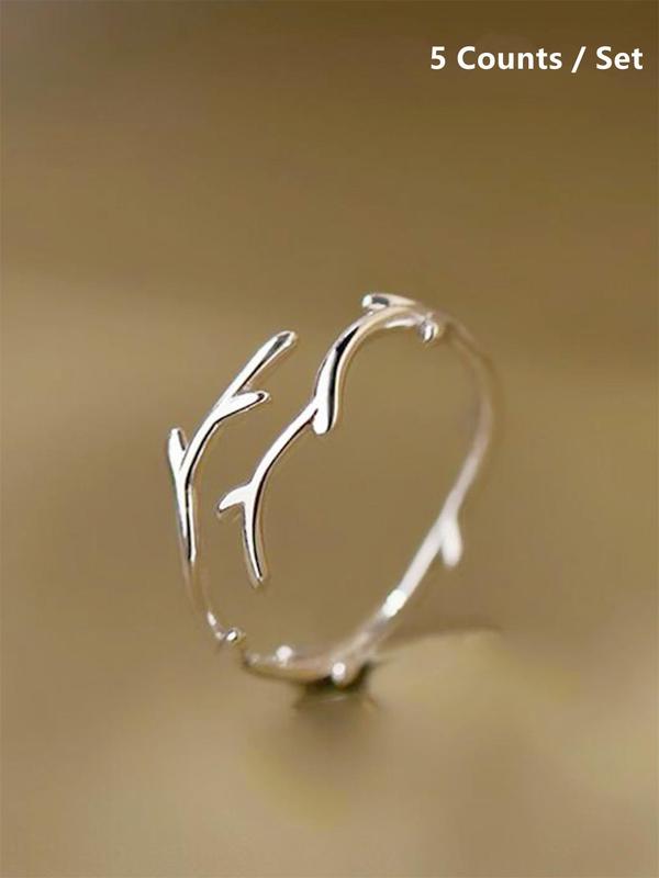 Women's Elegant Minimalist Leaf Design Open Ring, Exquisite Trendy Ring, Fashionable Jewelry for Women As Engagement Anniversary Birthday Gift