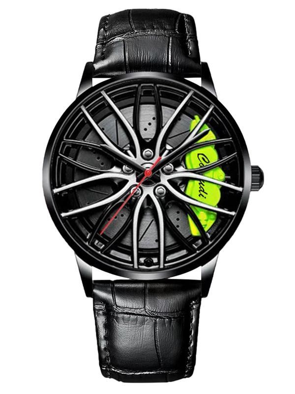 Men's Street Trend Round Dial Quartz Watch, Fashionable  Wheel Design Wristwatch, Trendy Watch for Daily Life