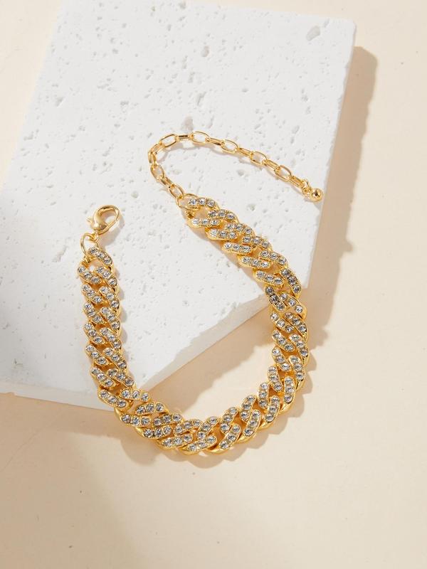 2024 Trendy Rhinestone Decorated Matching Bracelet Anklet for Women, 2024 New Fashionable Foot Jewelry for Beach Party, Elegant Trendy Anklet for Vacation Holiday Beach
