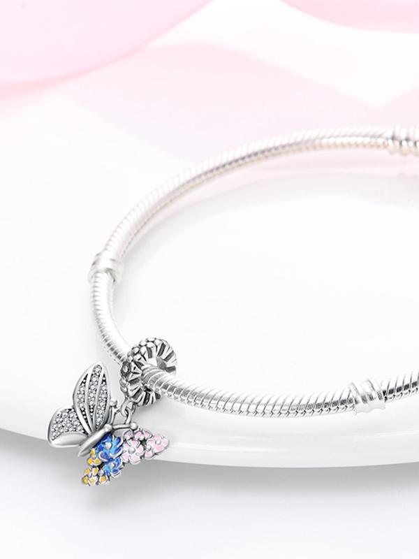 Butterfly Design Charm Bead, Rhinestone Decor Bead Fits Bracelets Necklace Keychain, Fashion Diy Jewelry for Women