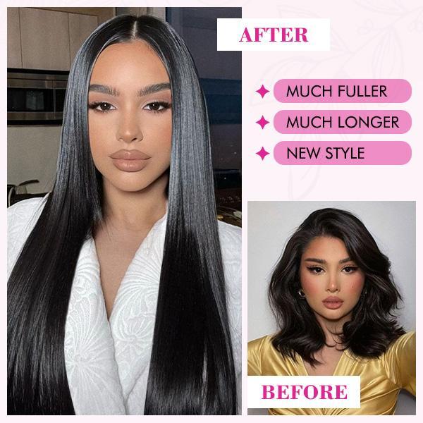 REECHO Clip in Long Straight Hair Extension 24 Inch 6PCS Platinum Blonde Heat Resistant Synthetic Hairpiece Natural Soft Synthetic Fiber for Women