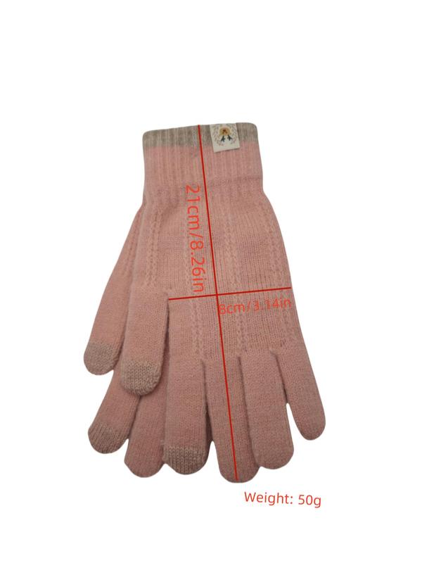 Unisex Thermal Lined Knitted Gloves, Casual Touch Screen Gloves for Fall & Winter, Warm Gloves for Outdoor Cycling Travel
