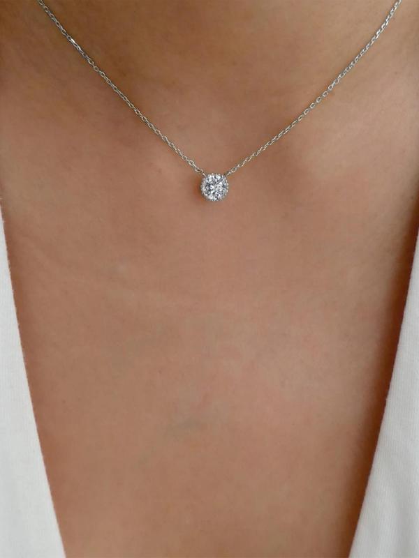 Rhinestone Decor Pendant Necklace for Women for Gift, Clavicle Necklace for Women, Trendy Necklace for Daily Wear, Without Box