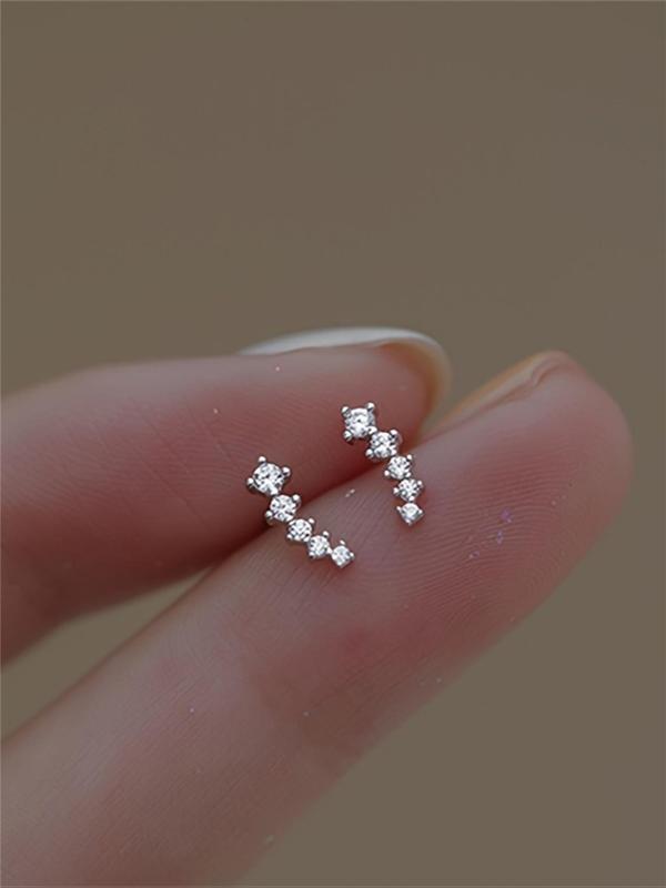 Women's Elegant Rhinestone Decorated Stud Earrings (1 Pair), Exquisite Trendy Stud Earrings, Fashionable Jewelry for Women for Daily & Party Decoration