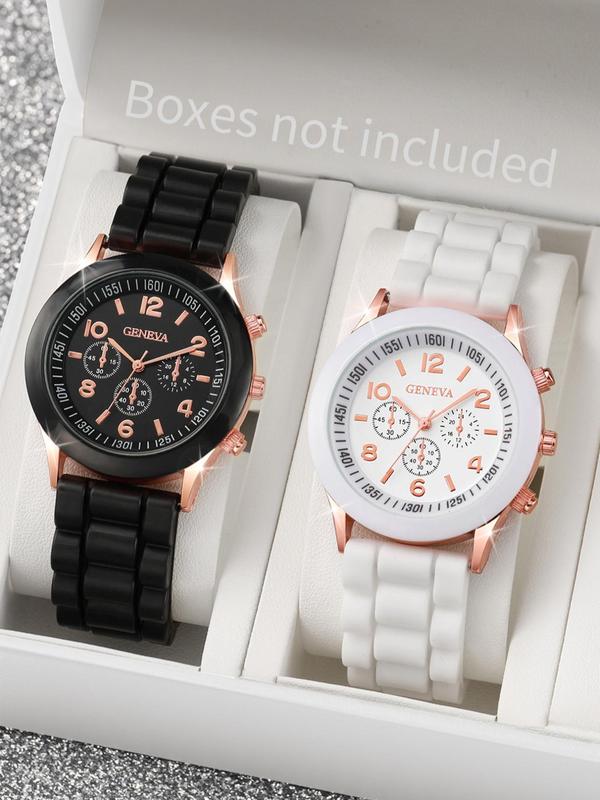 Women's Elegant Round Dial Quartz Watch (2pcs set), Exquisite Trendy Wristwatch, Fashionable Watch Set As Gift for Women without Box