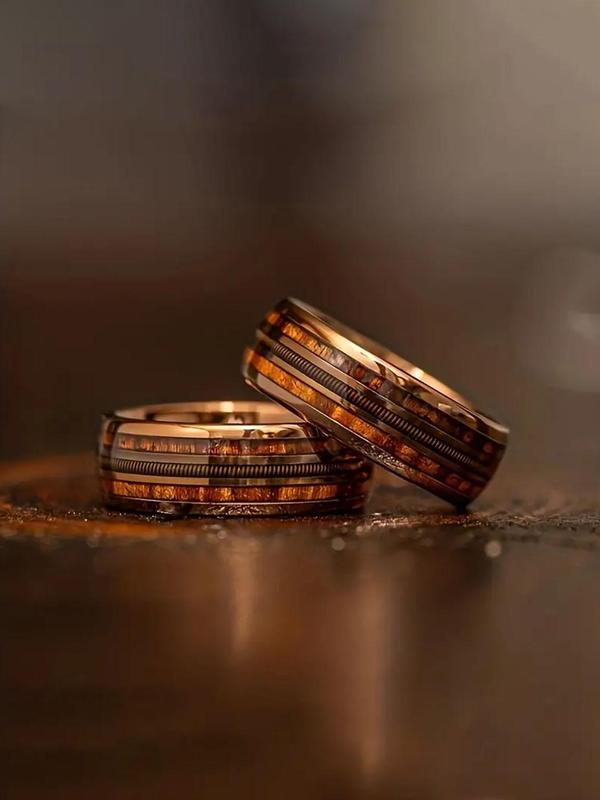 Men's Fashion Random Print Stainless Steel Ring, 2024 New Style Jewelry for Party, Daily Clothing Decor, Trendy All-match Cool Female Accessories for Birthday Gift