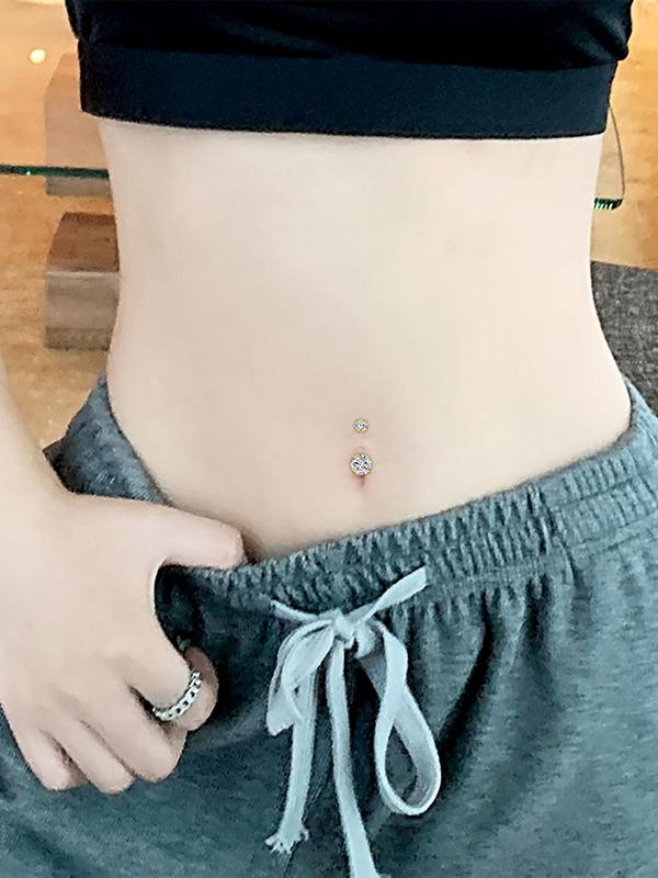 Rhinestone Decor Belly Ring, Butterfly & Heart & Flower Design Navel Piercing Jewelry for Women & Girls, Fashion Jewelry for Party, Daily Clothing Decor for Birthday Gift