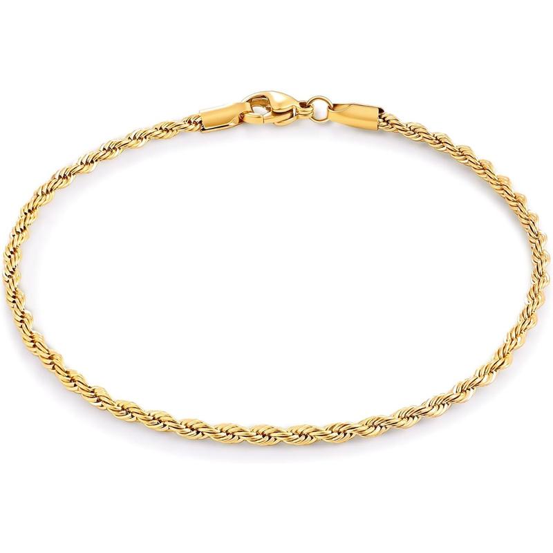 Anklet for Women, 2.5 3mm   Plated Stainless Steel Braided Rope Anklet, Women's Anklets 9
