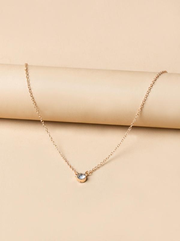Rhinestone Decor Pendant Necklace for Women for Gift, Clavicle Necklace for Women, Trendy Necklace for Daily Wear, Without Box