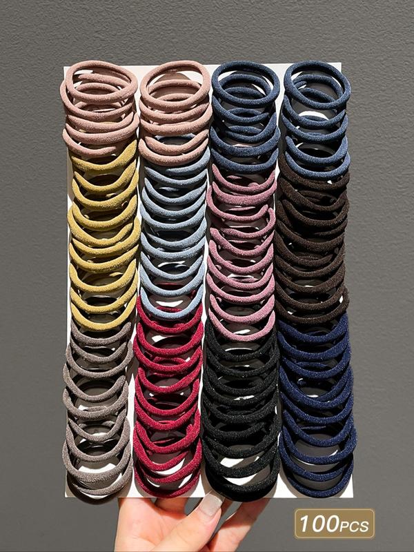 Solid Color High Stretch Hair Ties, Casual Simple Hair Accessories for Women & Girls, Minimalist Headwear Suitable for Thick Hair
