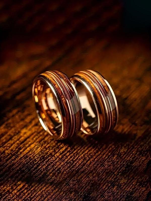 Men's Fashion Random Print Stainless Steel Ring, 2024 New Style Jewelry for Party, Daily Clothing Decor, Trendy All-match Cool Female Accessories for Birthday Gift