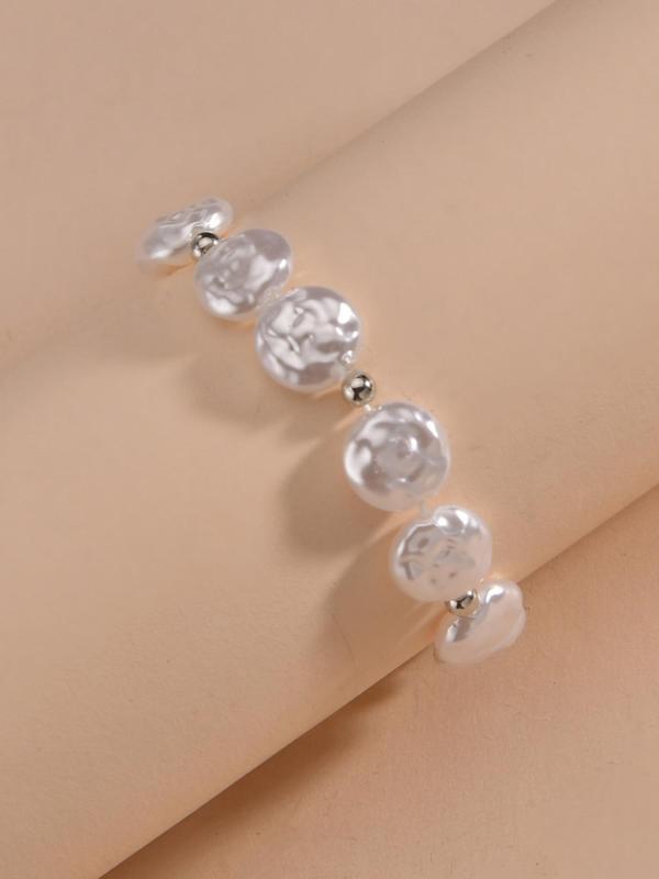 Faux Pearl Decorated Anklet for Women & Girls, 2024 New Style Elasticity Jewelry for Party, Daily Clothing Decor, Trendy All-match & Exquisite Jewelry for Birthday Gift