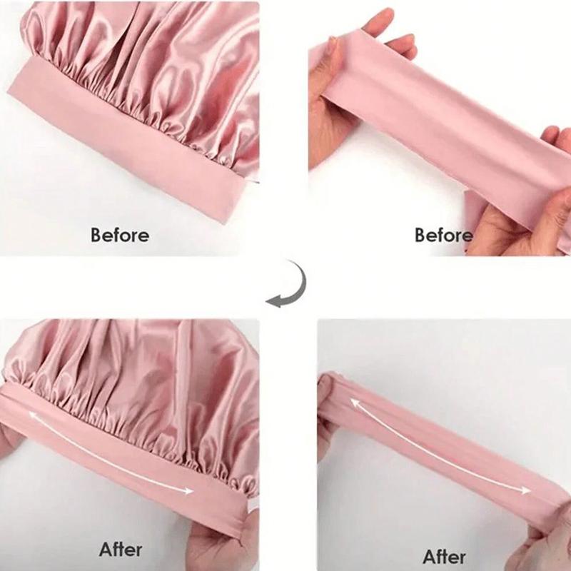 Women's Black Silk-Like Bonnet, With Band, Fashionable And Comfortable Sleep Cap, Soft And Breathable, Suitable For Daily Wear And Home, Prevent Hair From Falling And Maintain Hair Style
