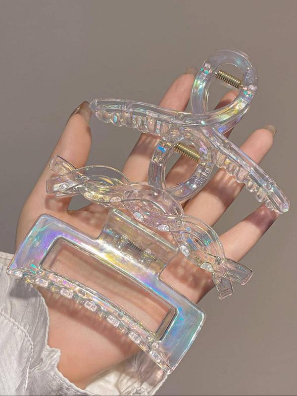 Women's Elegant Transparent Laser Effect Hair Claws, 3pcs set Cute Trendy Hair Claws, Fashion Hair Accessories for Women & Girls for Hairstyle Decor
