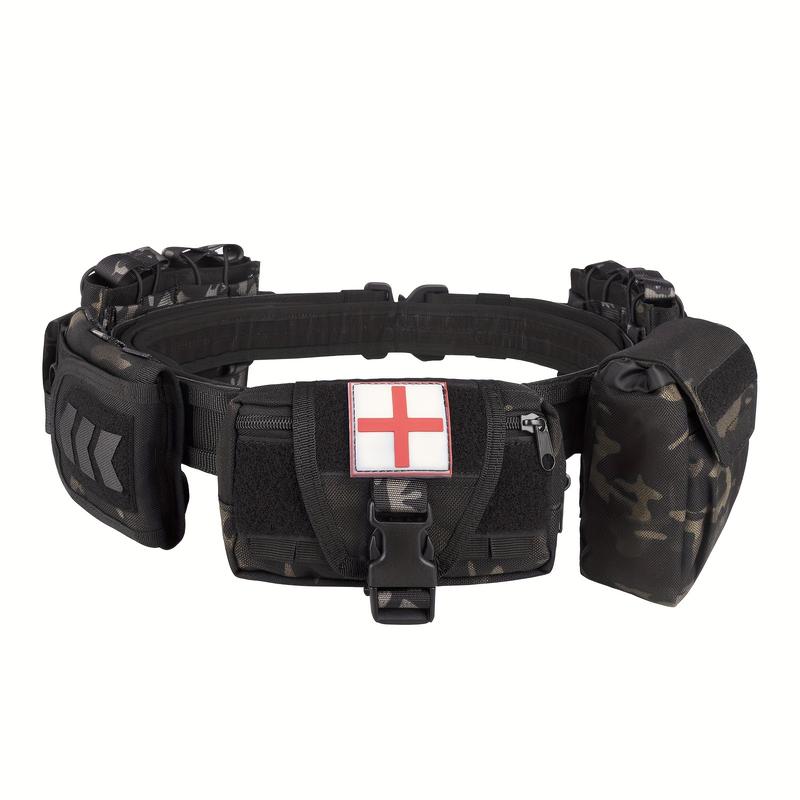 BOMTURN High-Duty Tactical Battle Belt - Adjustable Combat Belt for Men - Durable Utility Airsoft Set, 7-Piece Kit for Unmatched Performance and Versatility