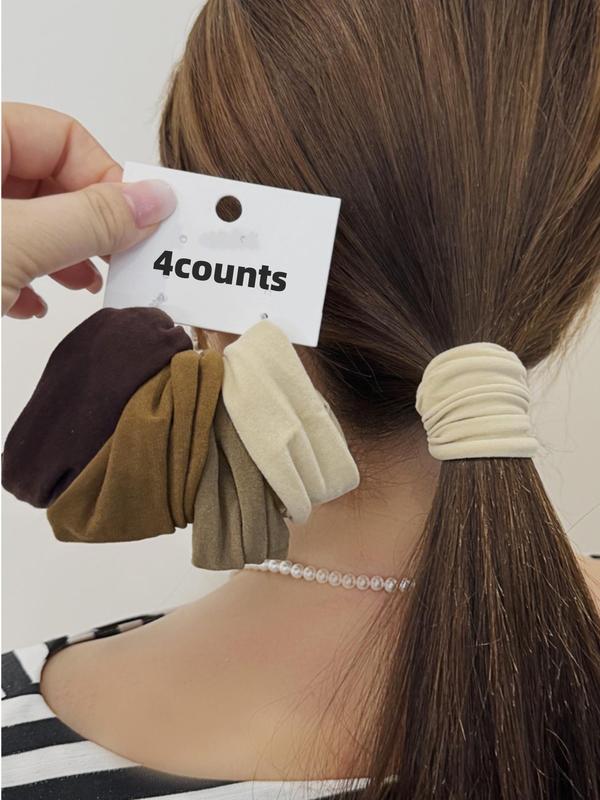 Solid Color High Stretch Wide Hair Tie, Durable Hair Accessories for Women & Girls, Minimalist Headwear Suitable for Thick Hair