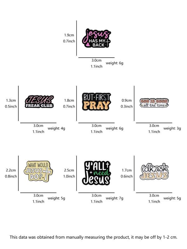 Creative Letter & Slogan Design Brooch, 7 Counts Cute Clothes Brooch for Women & Men, Fashion Brooch for Party, Daily Clothing Decor, Trendy All-match & Exquisite Brooch for Birthday Gift