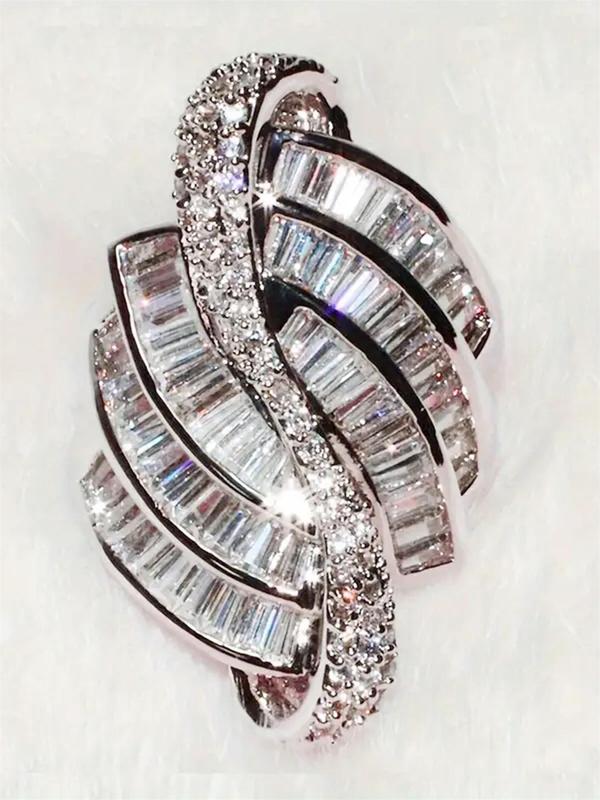 Rhinestone Decorated Ring, Fashion Copper Accessories for Women, Elegant Jewelry for Party, Daily Clothing Decor, Trendy All-match & Exquisite Jewelry for Birthday Gift
