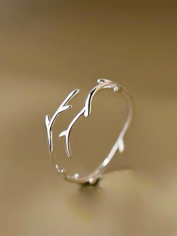 Women's Elegant Minimalist Leaf Design Open Ring, Exquisite Trendy Ring, Fashionable Jewelry for Women As Engagement Anniversary Birthday Gift
