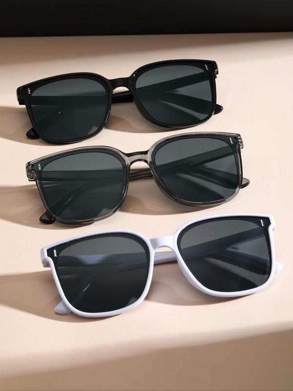 Unisex Simple Style Square Frame Sunglasses, 3 Pairs Trendy Casual Sunglasses for Everyday Use, Fashion Accessories for Outdoor Activities