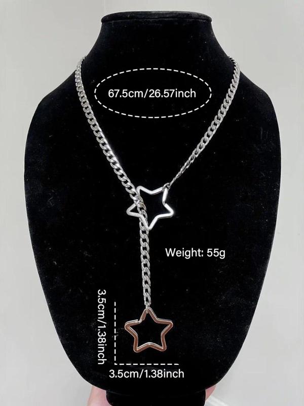 Star Design Chain Necklace, Fashionable Stainless Steel Jewelry for Party, Daily Clothing Decor, Trendy All-match & Exquisite Jewelry for Birthday Gift