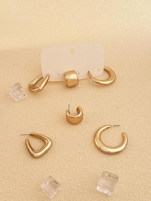 Women's Elegant Geometric & Twist Design Hoop Earrings, Exquisite Trendy Hoop Earrings, Fashionable Jewelry for Women for Daily & Party Decoration