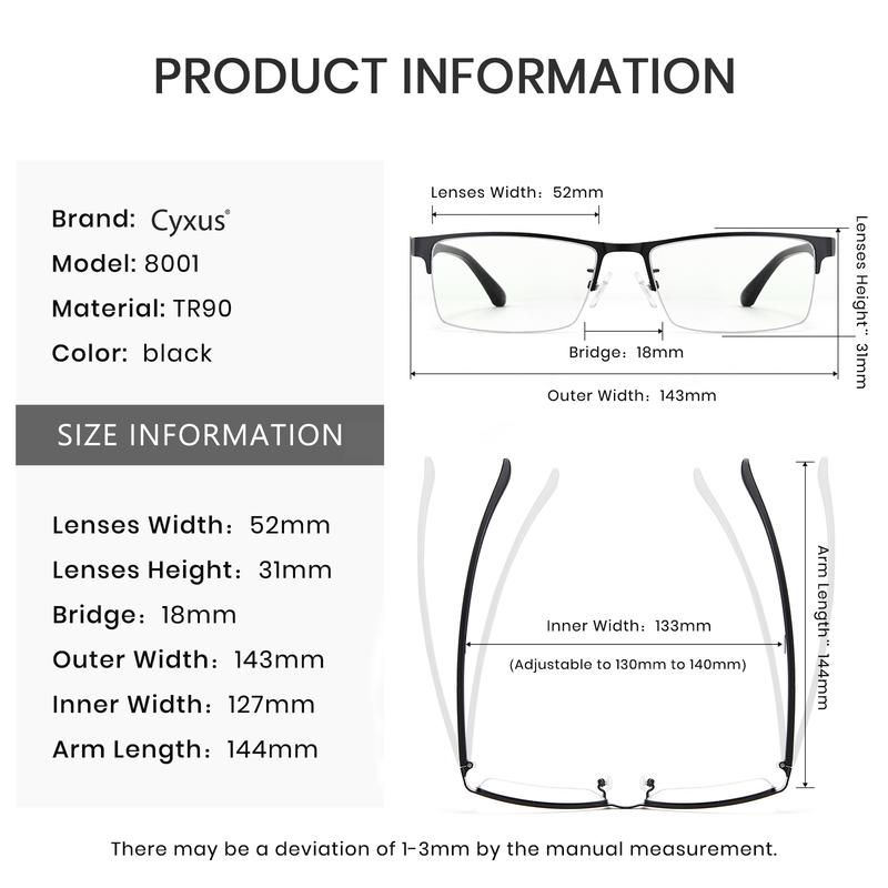 Cyxus Blue Light Blocking Computer Glasses for Men & Women Fashion Semi Rim Frame UV Blocking Gaming Eyeglasses Lightweight Eyeglass 8001