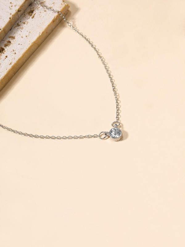 Rhinestone Decor Pendant Necklace for Women for Gift, Clavicle Necklace for Women, Trendy Necklace for Daily Wear, Without Box