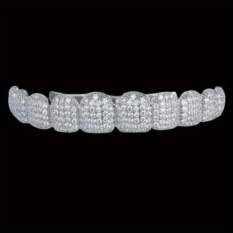 HipHop Cubic Zirconia Teeth Grills Punk Tooth Caps Cosplay Rapper Jewelry Glittering Cubic Zirconia Teeth Grills-Bottom Set for Rappers and Cosplayers