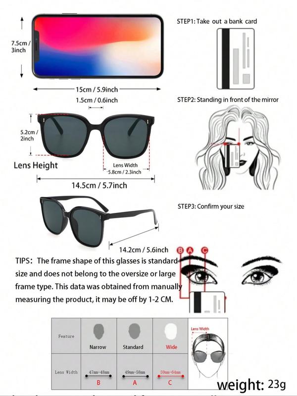 Unisex Simple Style Square Frame Sunglasses, 3 Pairs Trendy Casual Sunglasses for Everyday Use, Fashion Accessories for Outdoor Activities
